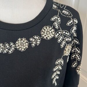 NEW womens plus size 2X black embellished‎ jewels pearls sequin sweatshirt party